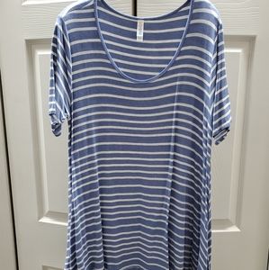 Blue and white striped Lularoe Perfect Tee